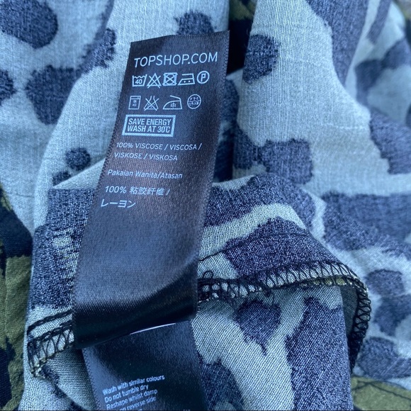 TOPSHOP green leopard print button down shirt - Picture 11 of 13